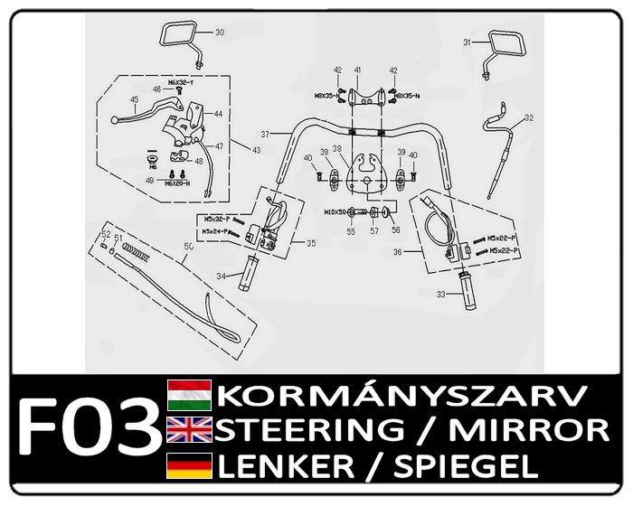 Motowell Legatus 4T 50 Kormányszarv