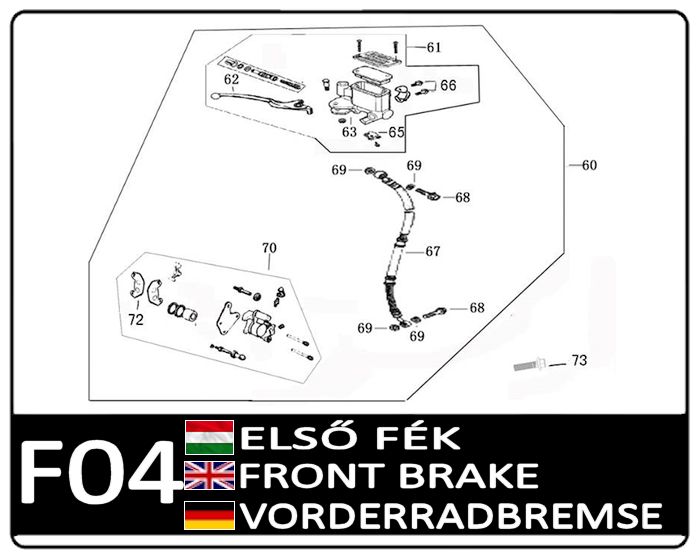 Motowell Legatus 4T 50 Első fékrendszer