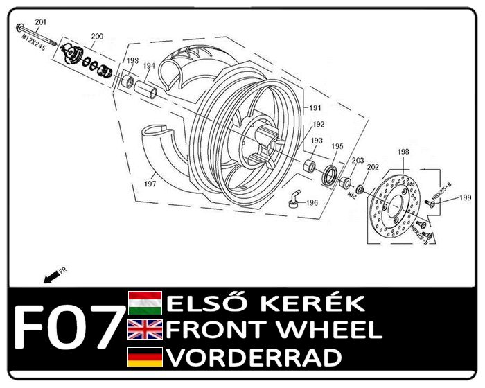 Motowell Legatus 4T 50 Első kerék