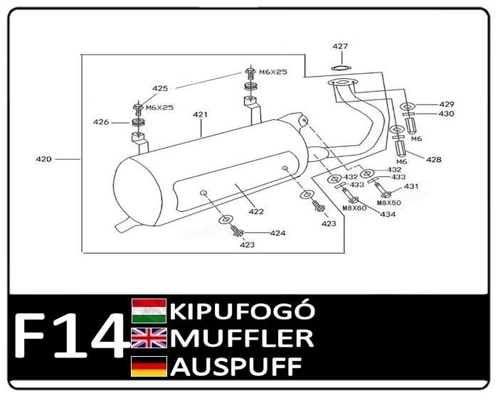 Motowell Legatus 4T 50 Kipufogó