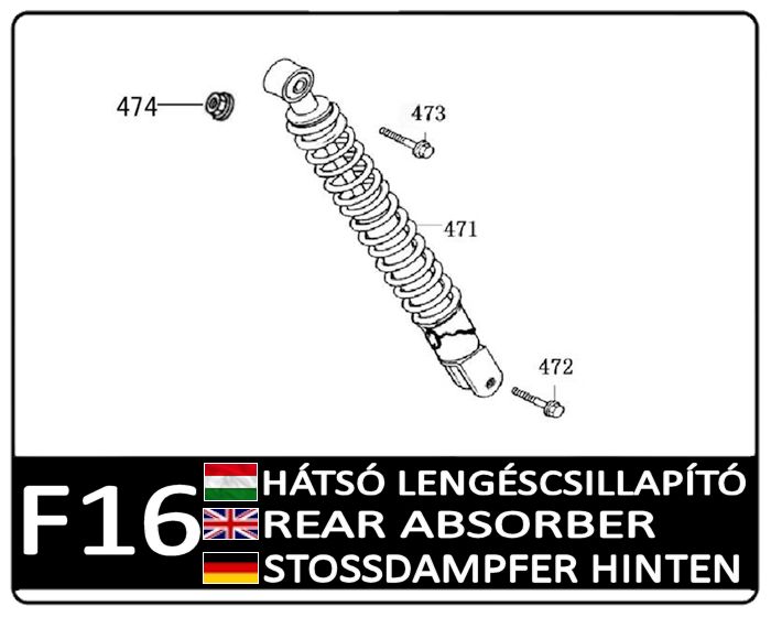 Motowell Legatus 4T 50 hátsó lengéscsillapító